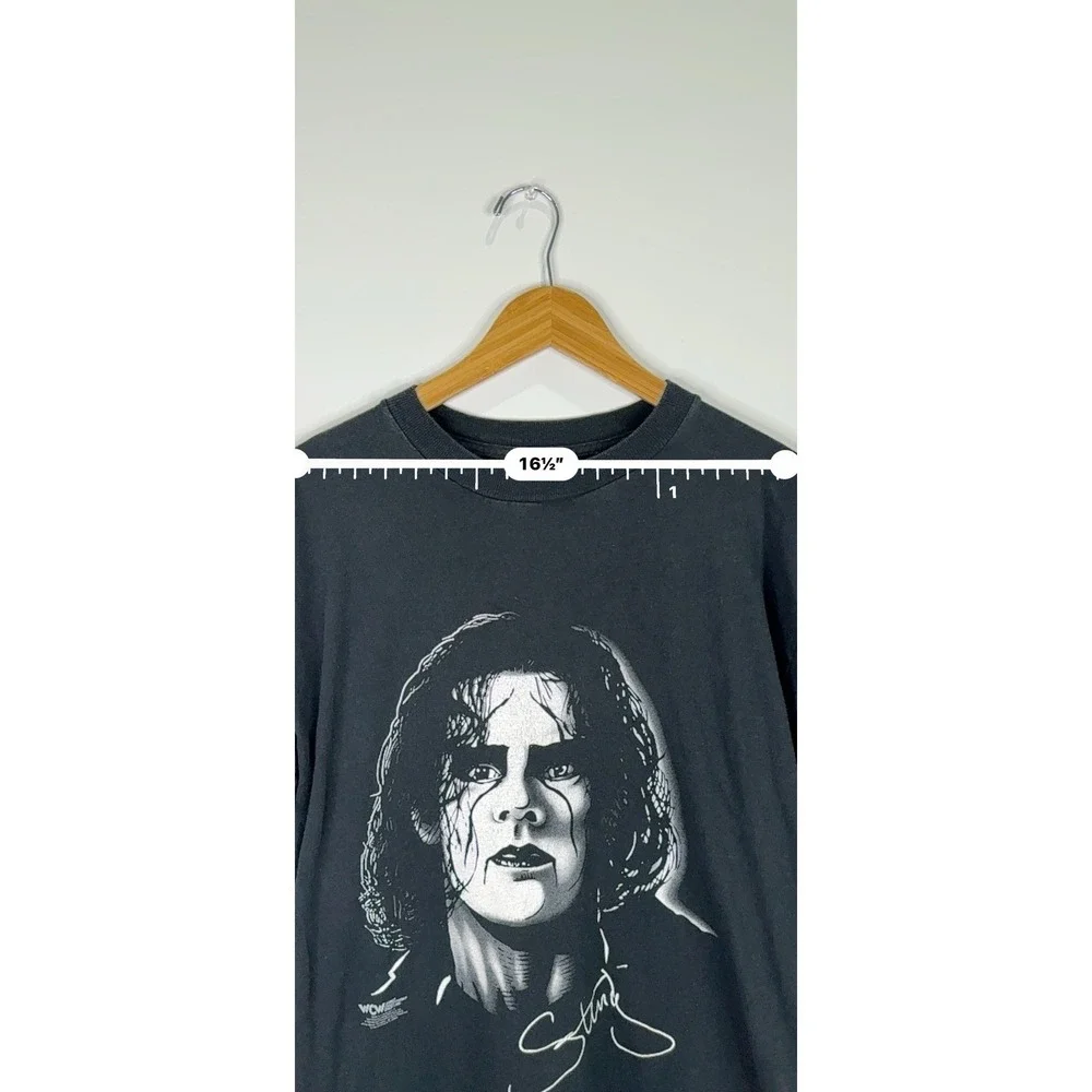 Vintage Men's WCW Sting 90's Black Short Sleeve T-shirt Graphic Size XL - Picture 10 of 14
